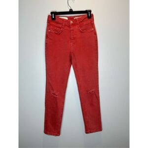 Pilcro Anthropologie High Rise Slim Distressed Rust Jeans Size 0